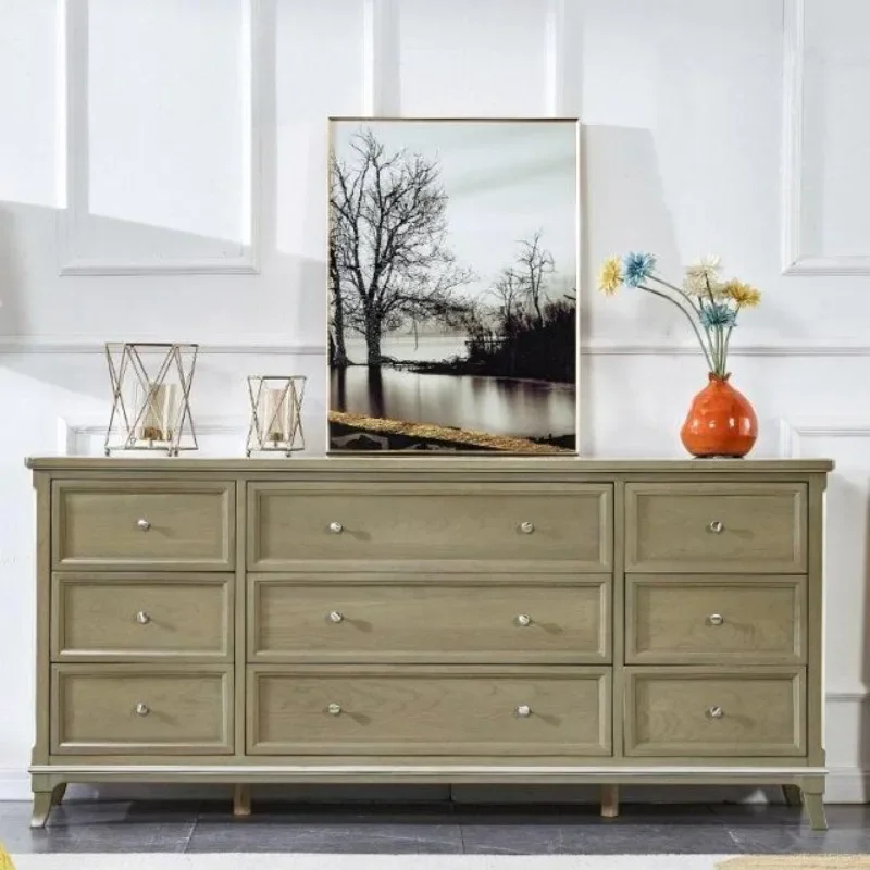 Solid wood chest, light luxury modern living room cabinet, American nine chest cabinet, bedroom chest drawer, storage locker