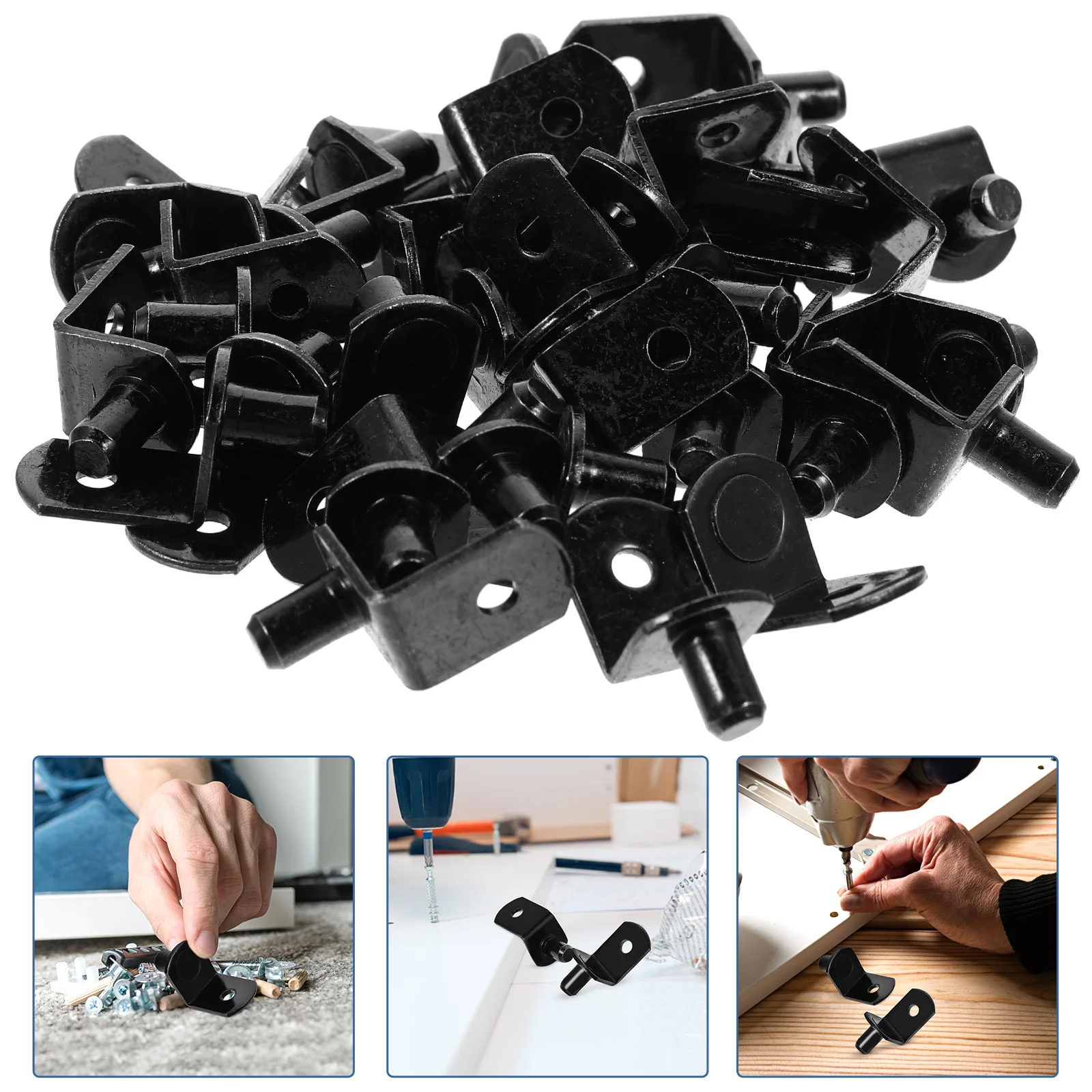 

40pcs Shelf Brackets L-Shaped Cabinet Support Pins For Kitchen Bookcase Shelving Pegs Metal Shelf Clips Holders