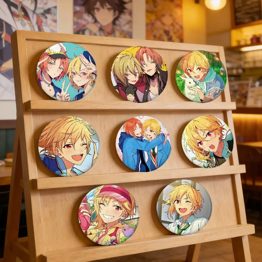 E-Ensemble Stars Leo Nazuna Nito Hinata Badges Peripheral Lapel Pins Tinplate Round Brooch For Shoulder Bag  Souvenir Gifts