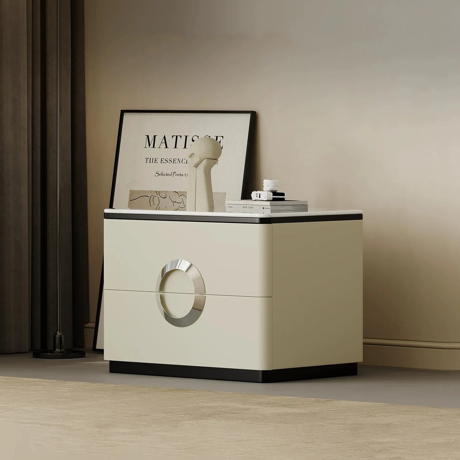 Italian minimalist bedside table household bedroom modern minimalist light luxury premium