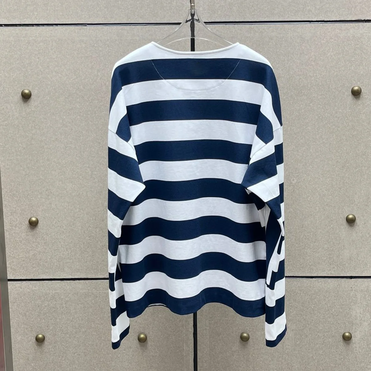High Quality Women Striped Long Sleeve T‑Shirt Partial Button Placket Loose Fit Casual Blouse Top