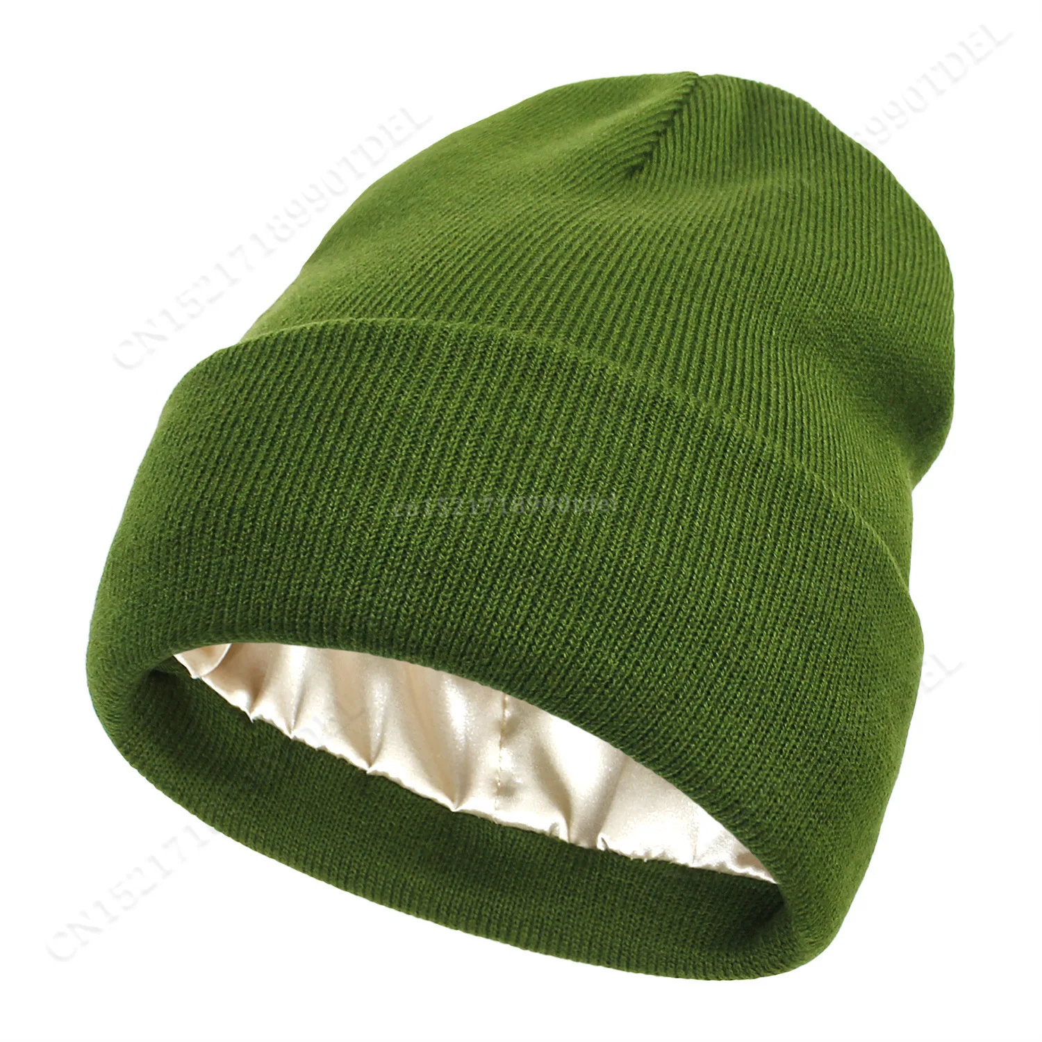 Unisex Satin Lined Anti Static Beanie Hat For Women Winter Silk Lining Slouchy Warm Cuffed Skullies 2 Layer Hair Cover Sleep Cap