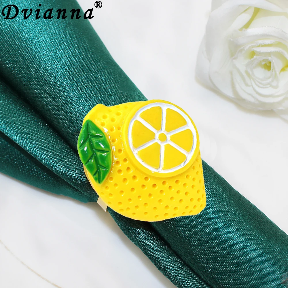 12Pcs Resin Lemon Simulation Fruit Napkin Rings Lemon Themed Party Decorations Summer Table Decor Wedding Engagement Supplies