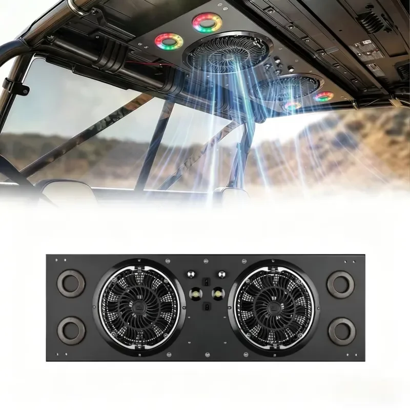2026 hot sale UTV Dual 8 Inch Large Cab Cooling Fan Solid Aluminum Mount With Dome Light for Polaris RZR XP 1000 2024+ for