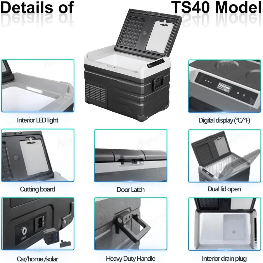 ثلاجة سيارة محمولة 12 فولت مبرد سيارة مع ضاغط سريع تبريد للتخييم ورحلات الطريق ثلاجة كهربائية 42 كوارت لـ C