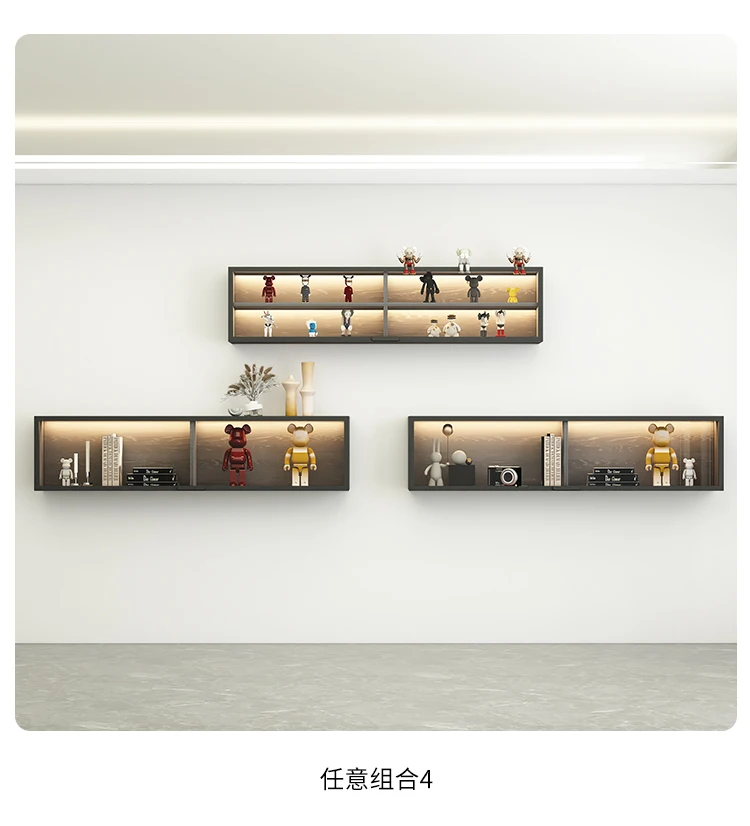 

Glass wall storage bookcase wall hanging kitchen shelf wall Lego figure display cabinet