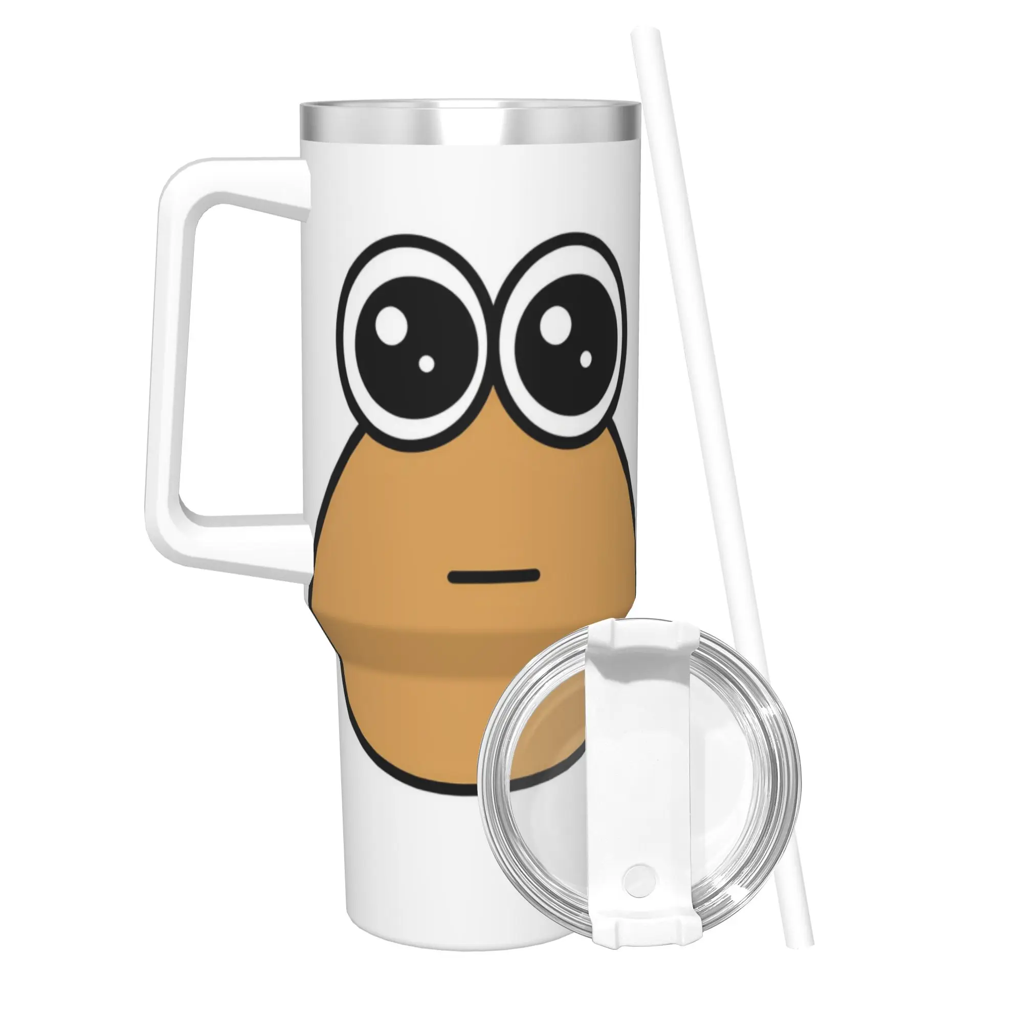 My Pet Alien Pou 40oz Tumbler Stainless Steel Double Wall Vacuum Insulated  Tumblers Mug With Straw