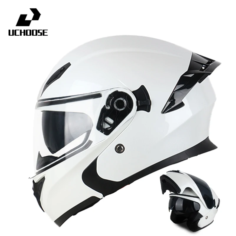 Uchoose DOT Modular helmet Full Face Helmets Crash Motorbike Protective Gear unisex Flip Up Helmet Motorcycle Double Sun Visor