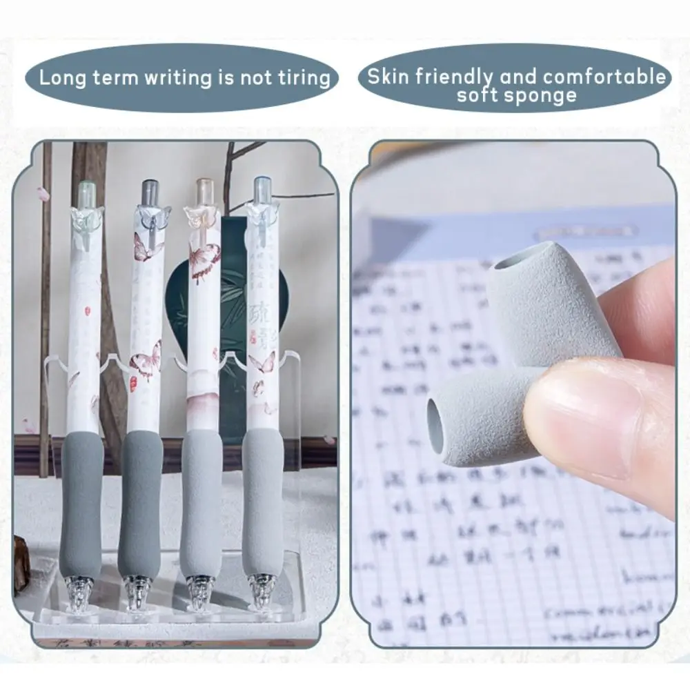 4PCS/Set Butterfly Patch Series Gel Pen 0.5mm Black Ink Press Using Neutral Pen Quick Drying ST Tip Writing Tool Students