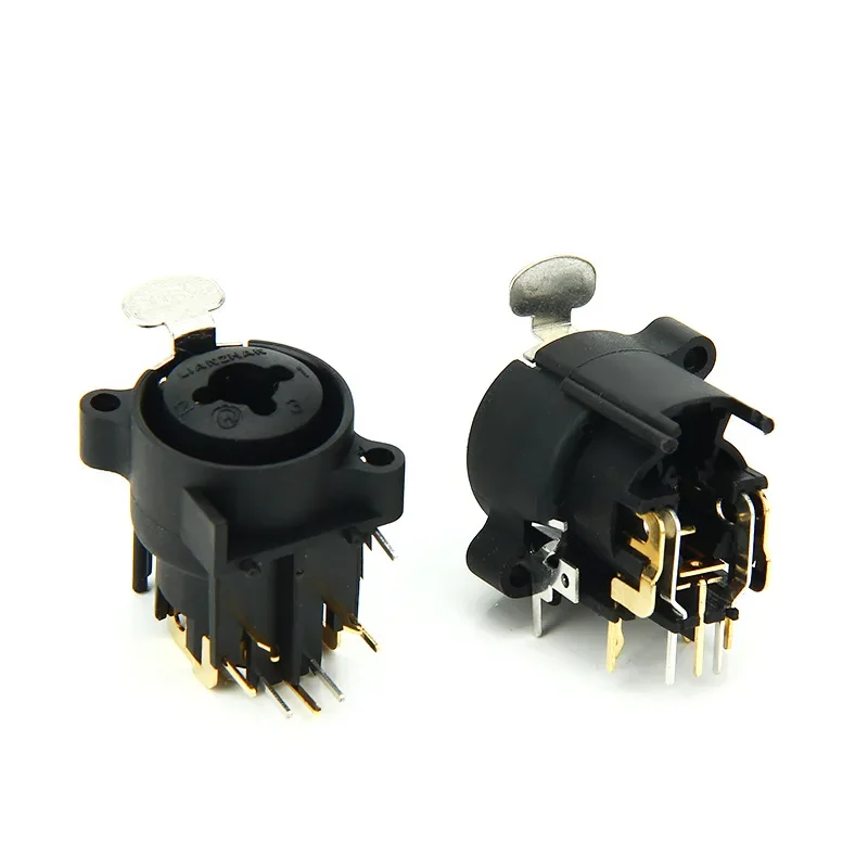 1-10Pcs 3 Conductor XLR Receptacle Female Socket Panel Mount 1/4 Audio Jack 6.35MM TRS Stereo Jack PCB Solder 7 Pin Right Angle