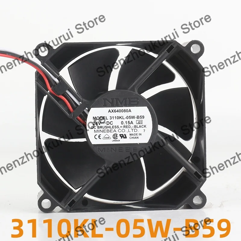 NMB 8025 24V 3110KL-05W-B59 0.15A 80X80X25MM Triangular-shaped three-wire cooling fan