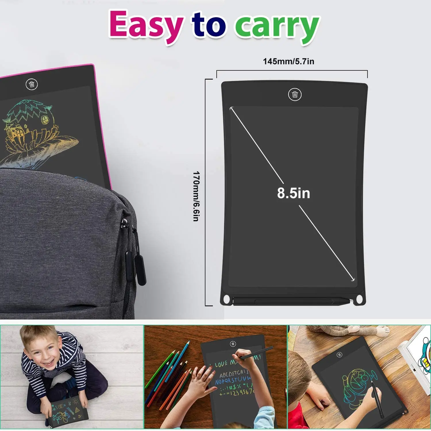 Placa de desenho do bebê do agregado familiar do lcd placa de escrita do graffiti eletrônico placa de desenho das crianças 8.5 polegadas