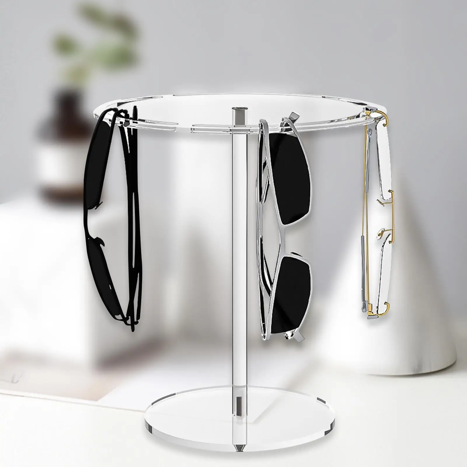 Glasses Display Stand Accommodate 9 Pairs of Glasses Circular Transparent Eyeglasses Storage Sunglasses Rack Sunglasses Holder