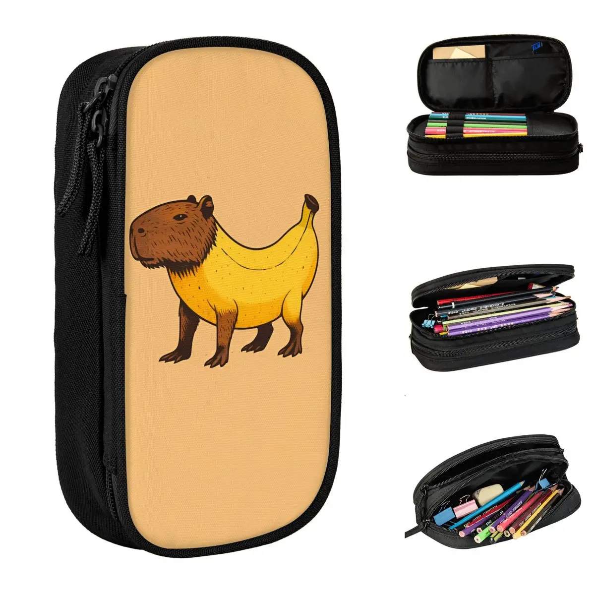 

Italian Brainrot Capybarelli Bananalelli Pencil Case Big Pencil Bag Kids Double Layer Cute School Pencil Cases Design Supplies