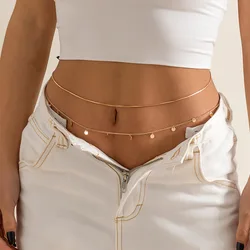 Summer Beach Jewelry Fashion Women's Alloy Double Layer Fine Chain Waist Chain Sexy Versatile Tassel Chain Sequin Body Chain