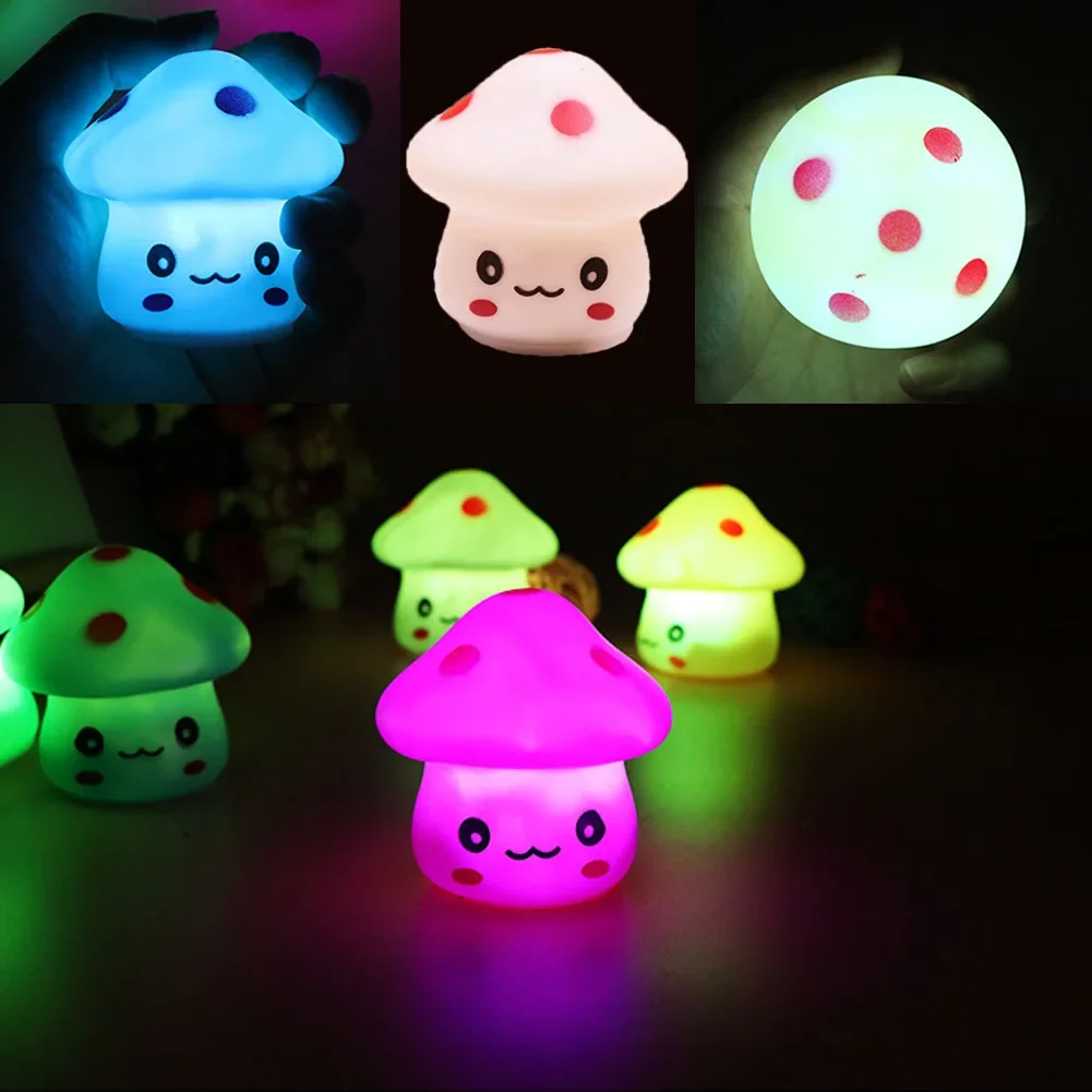 1Pcs Mini Cute Mushroom Lamp Indoor Baby Children Room Lighting Toy LED Bedside Luminous Night Light Home Party Decorations