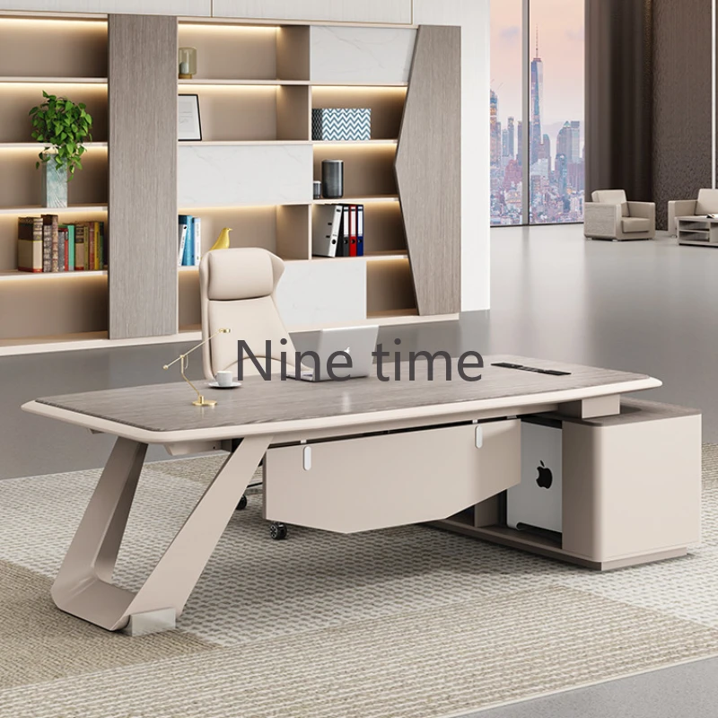 

Monitor White Office Desks Setup L Shaped Sets Vanity Student Computer Desks Foldable Floor Luxury Mesa De Escritorio Furniture