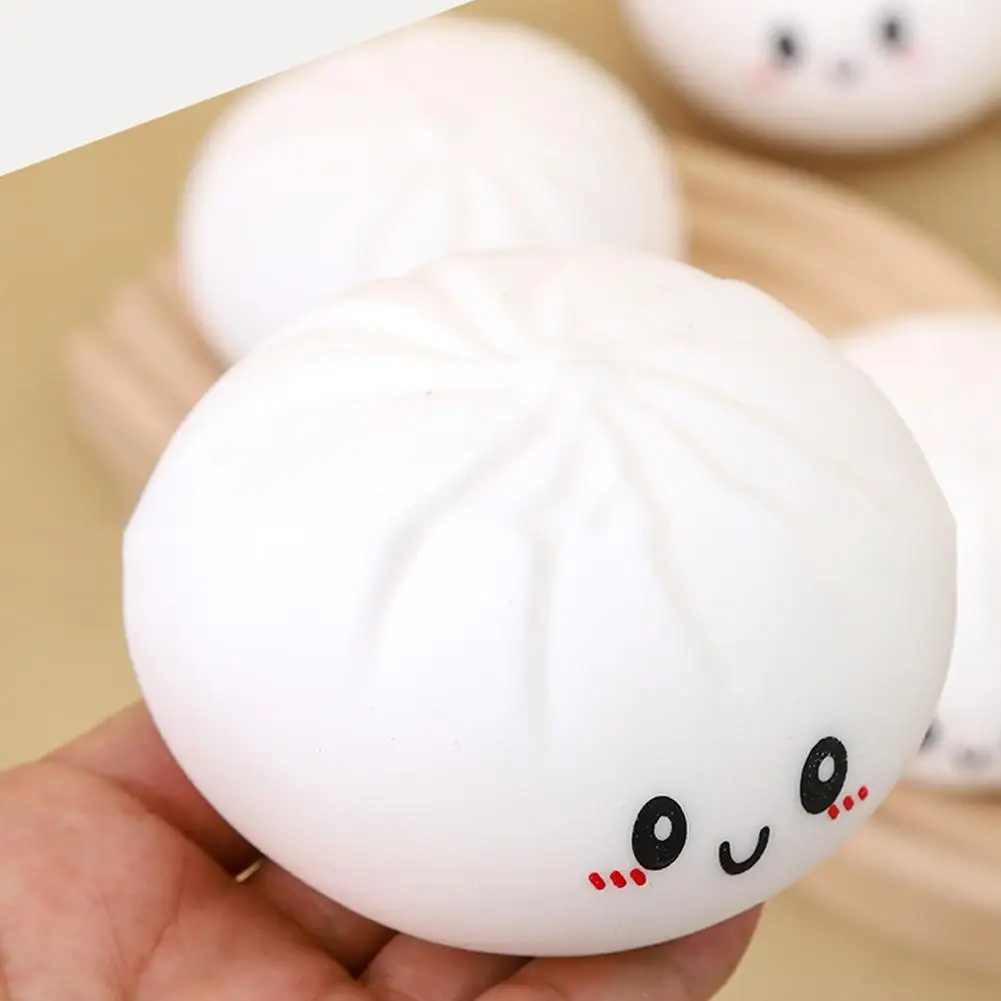 Dumpling Stress Balls Fidget Sensory Toy Squeeze Dough Ball Stress Relief Toy Bun with Food Steamer Anxiety Relief