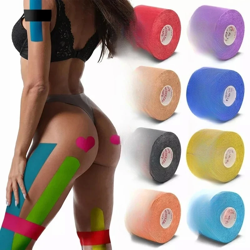 1/6 pçs esportes à prova dwaterproof água cinesiologia fita adesivos bandagem atlética protetor de recuperação muscular cintas alívio da dor tênis ginásio