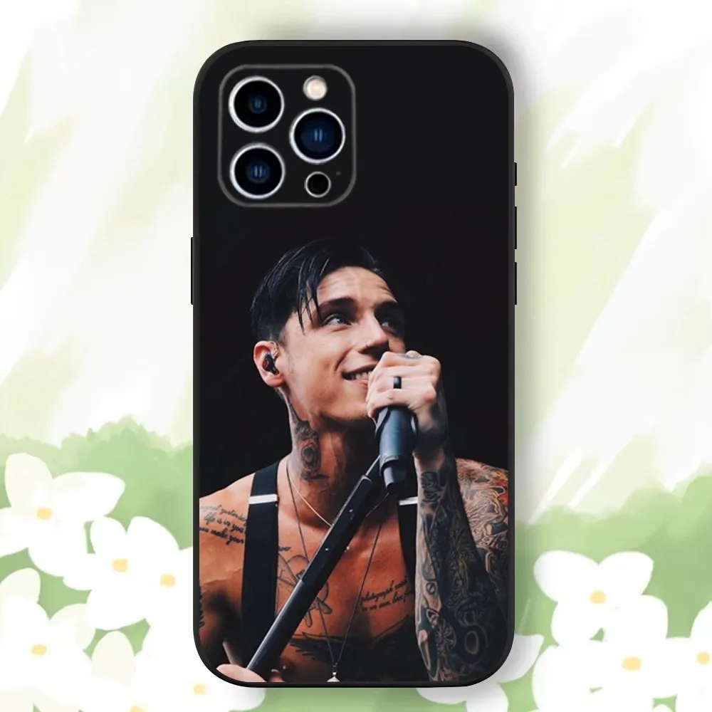 حافظة هاتف Andy Biersack Veil Brides BVB لهاتف iPhone 16,15,14,13,12,11 Plus، Pro Max، XS، X، XR، SE، Mini، 8، 7، غطاء أسود من السيليكون الناعم