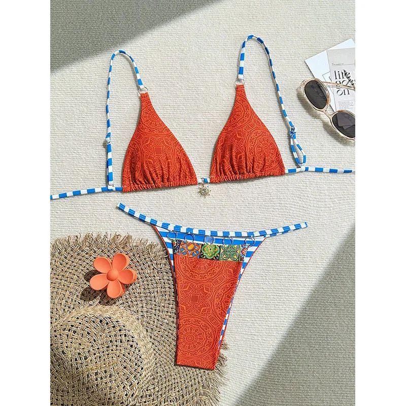 Extreme print bikini voor dames uitgesneden badmode lage taille badpak micro bikini's set badpak driehoek strandkleding 2026