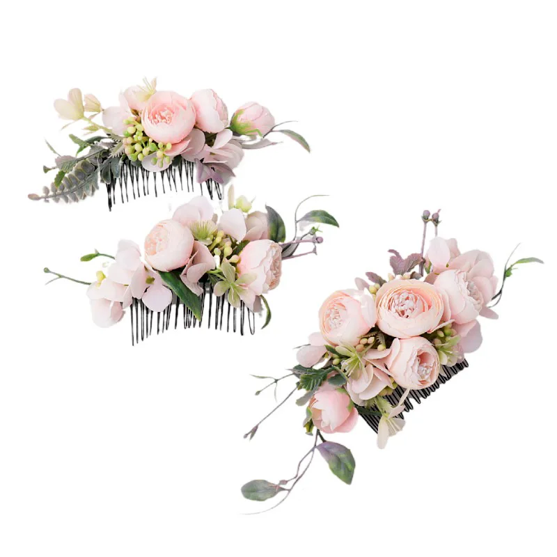 BOHO Bride Artificial Flower Hair Comb for Women Bridal Wedding Tiara Head Ornaments Headdress Hair Pin Hair Accessories Jewelry