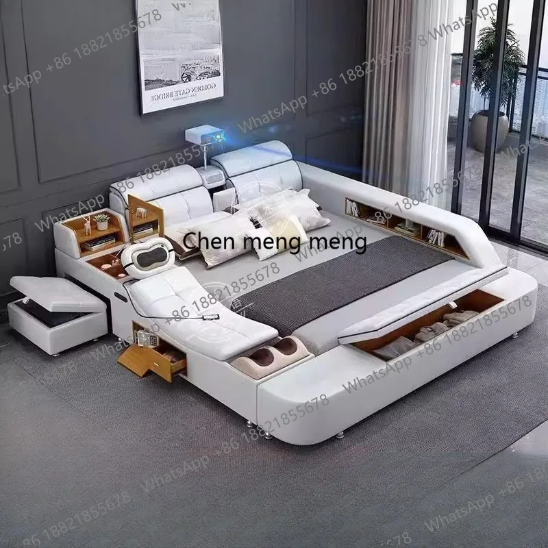 

Роскошная умная кровать, многофункциональная деревянная кровать для девочек, современная двуспальная кровать, тумбочки для отдыха, Cama De Lujo Para Dormitorio Home