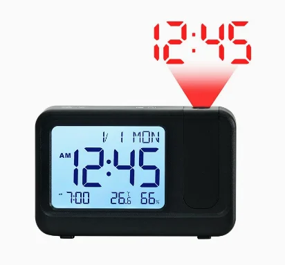 

180° Rotation Digital Projection Alarm Clock Time Temperature Projection Table Clock for Home Bedroom Electronic LED Clock