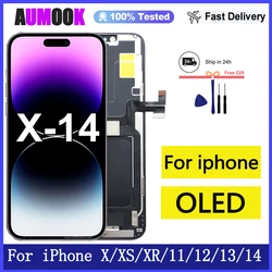 Original OLED Display For iPhone X XR XS Max 11 12 Pro Max 13 14 LCD Display Touch Screen 3D Touch True Tone Display Replacement