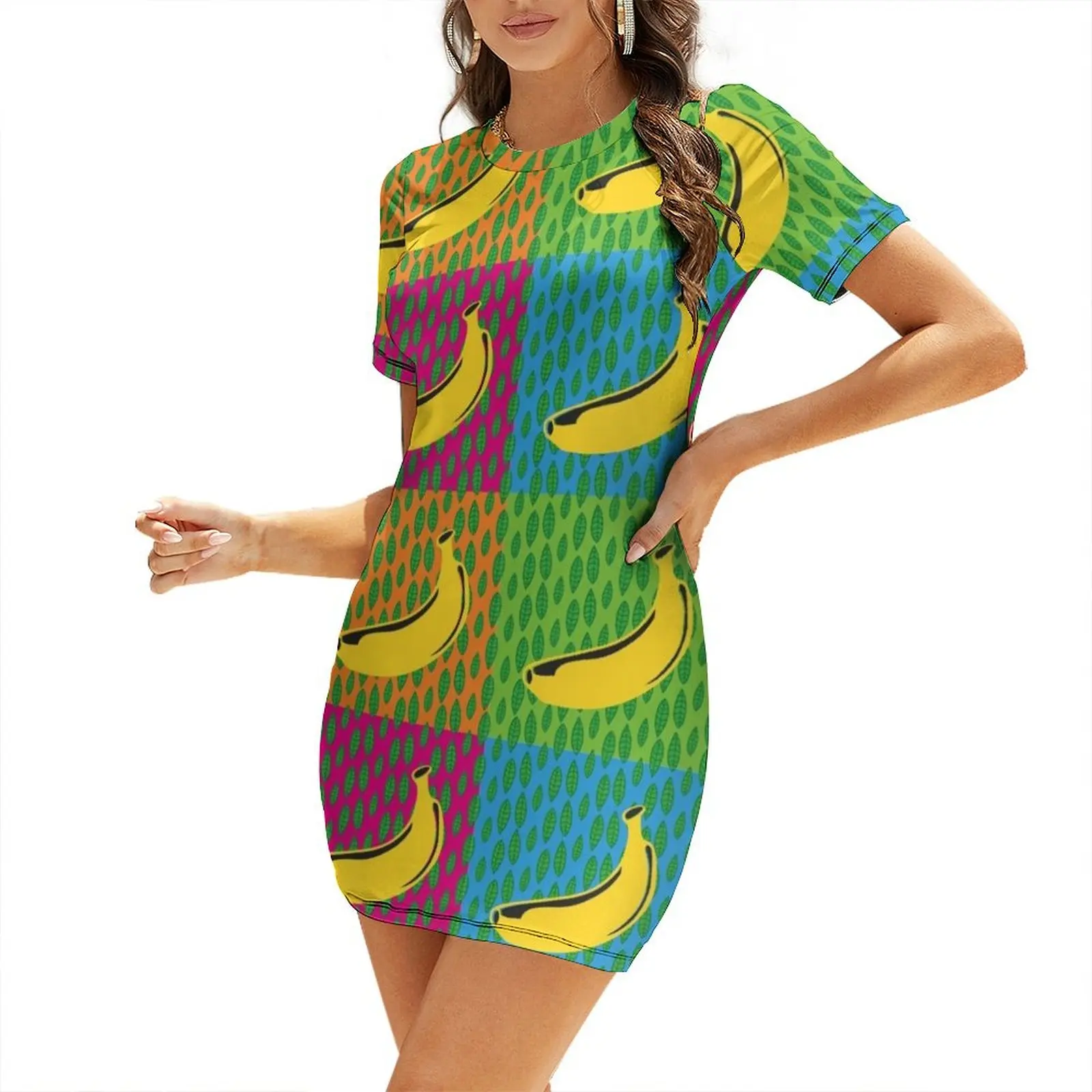 Banana warhol Short Sleeved Dress party dresses woman sexy short dresses daring Dress