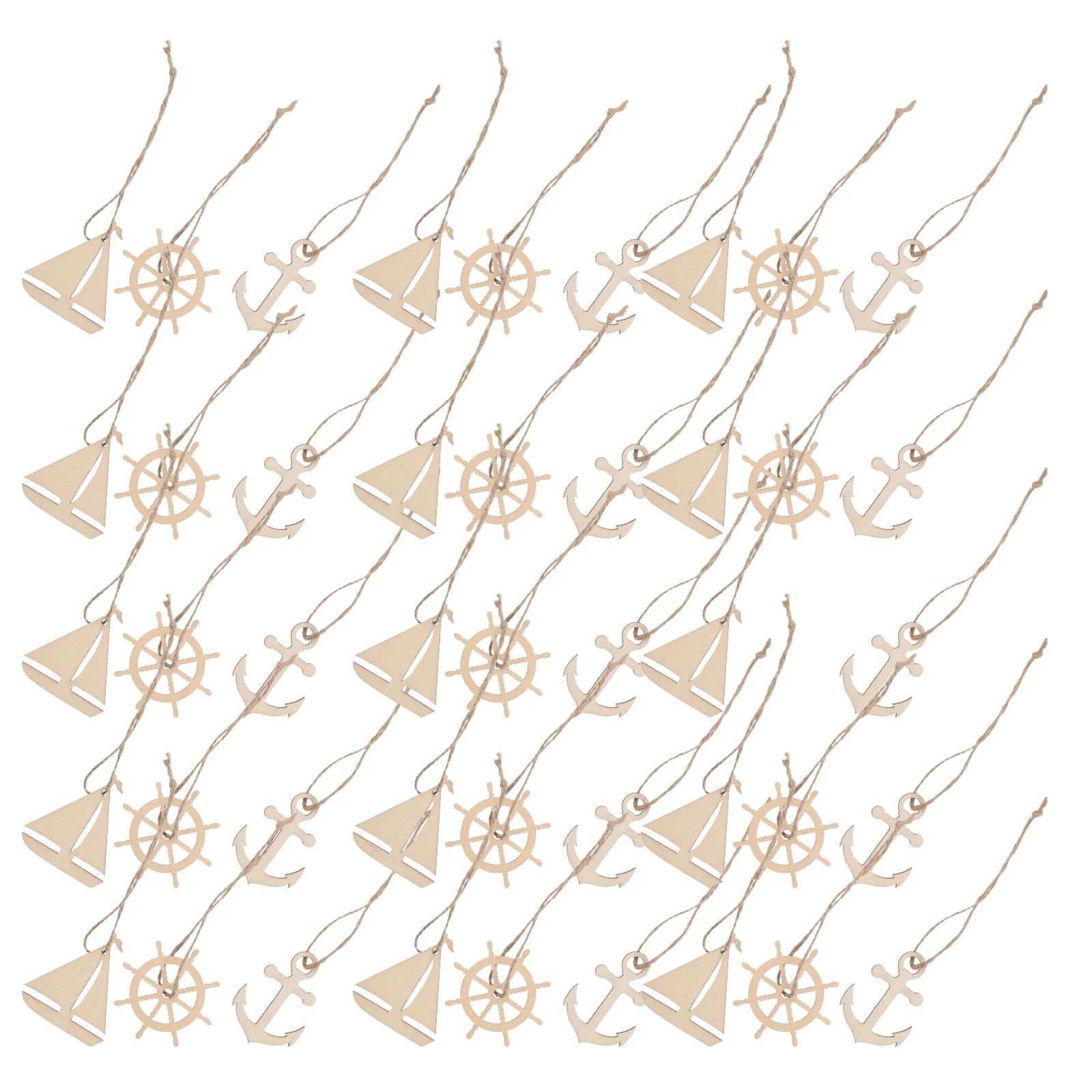 

60Pcs Unfinished Wooden Nautical Cutouts Anchor Sailboat Rudder DIY Crafts for Nautical Party Decorations Home Painting