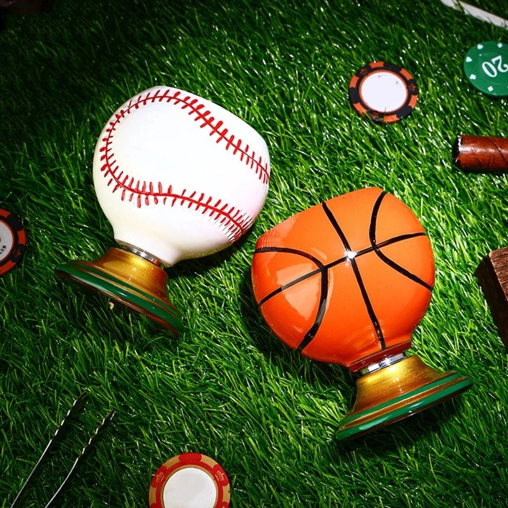 Hand Painted Spinning Sports Ball Whiskey Glass Rotating Base Novelty Glass Beer Cup Drink Ware Sports-themed Cocktail Glass Mug