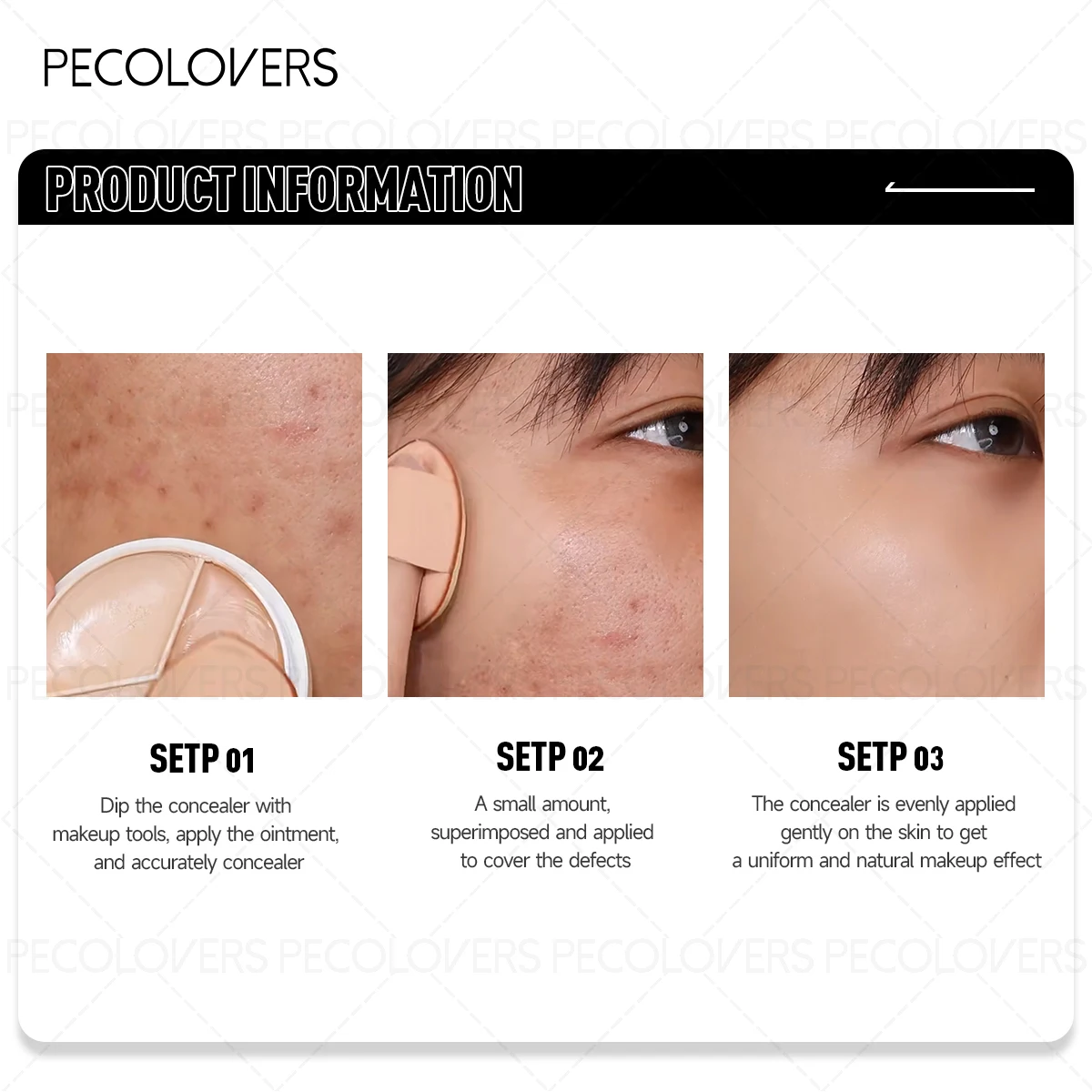 コンシーラーパレット1個、防水、長持ち、3色展開、クリームテクスチャー、すべての肌タイプに最適、ミディアムカバー力、ナチュラル仕上げ