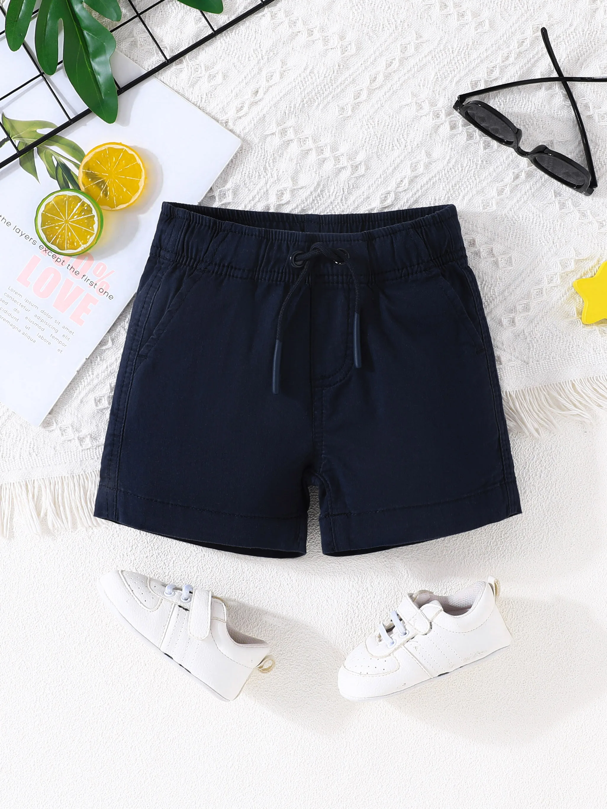 2024 New Boys school uniform Kids Summer Cotton Chino Shorts Children Formal Short Pants High Quanlity Solid Navy Uniform 18