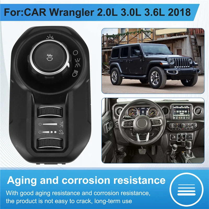

【Price Drop !!】68292845AB Headlamp Leveling Switch For Jeep Wrangler 2.0L 3.0L 3.6L 2018 Headlight Adjustment LHD