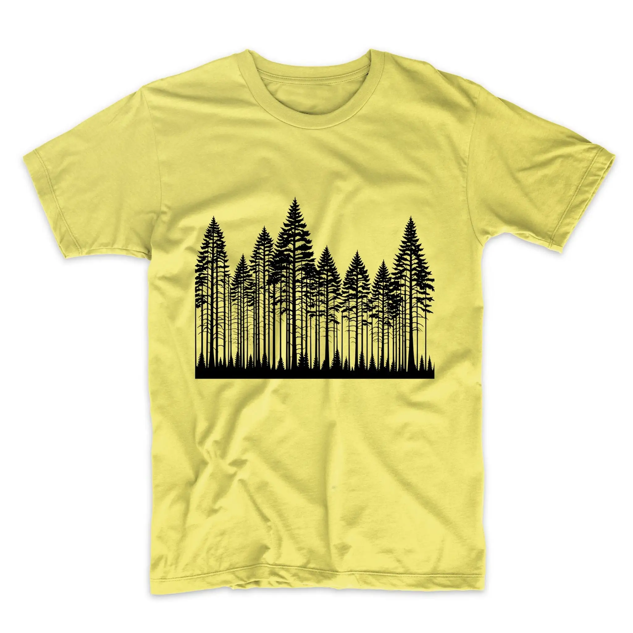 Evergreen Forest Silhouette Tall Trees Camping Nature Lover T Shirt Simple Minimalist