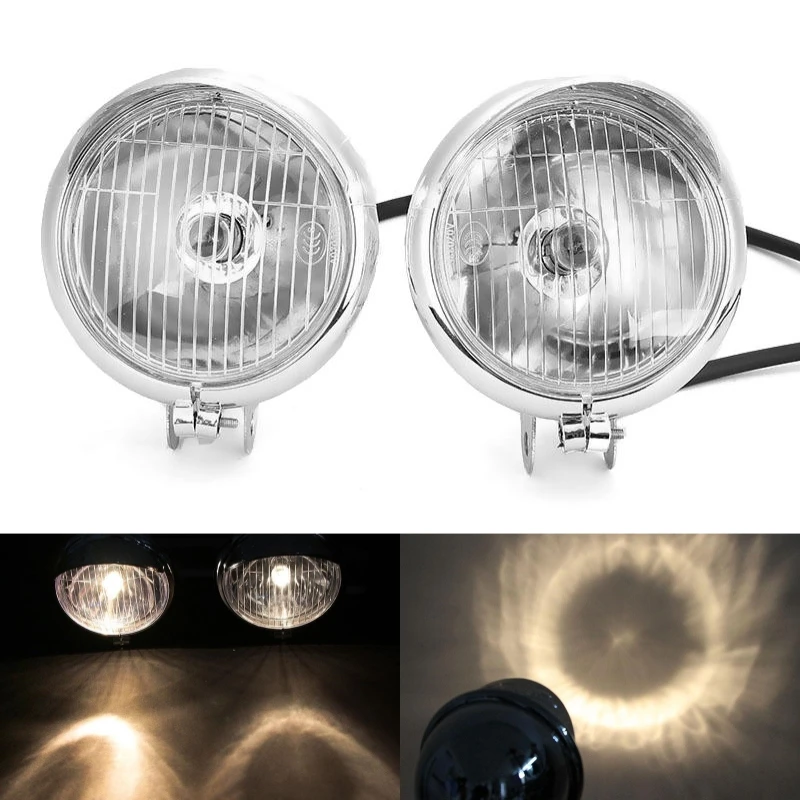 5.5Inch Round Universal Motorcycle Front Headlight Fog Lamp Chrome Passing Light for Harley Honda Yamaha Suzuki