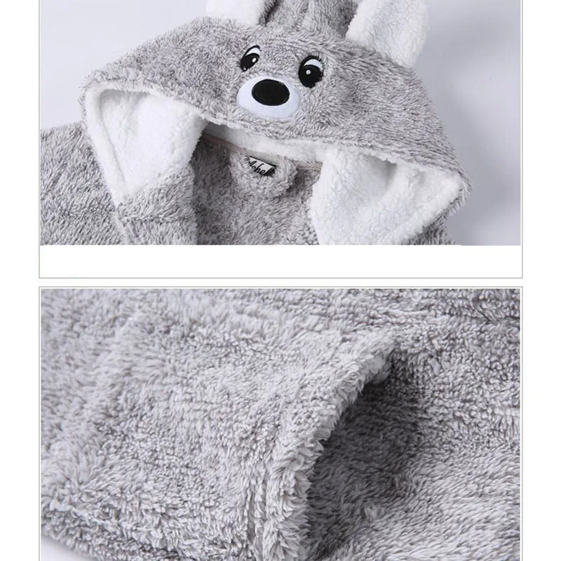 New Winter Big Boys Bath Robe Children Hooded Flannel Pajamas Thicken Lengthen Bathrobes for Teenage Boy Casual Cartoon Pajamas