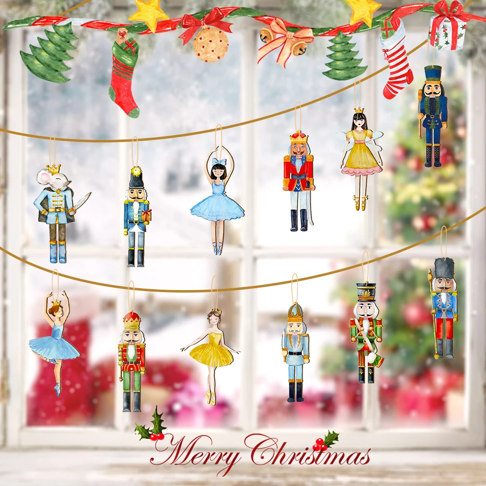 12/24 Uds. Adornos Vintage de Cascanueces de Navidad, Cascanueces colgantes, figuras de Cascanueces en miniatura, Cascanueces tradicionales para vacaciones