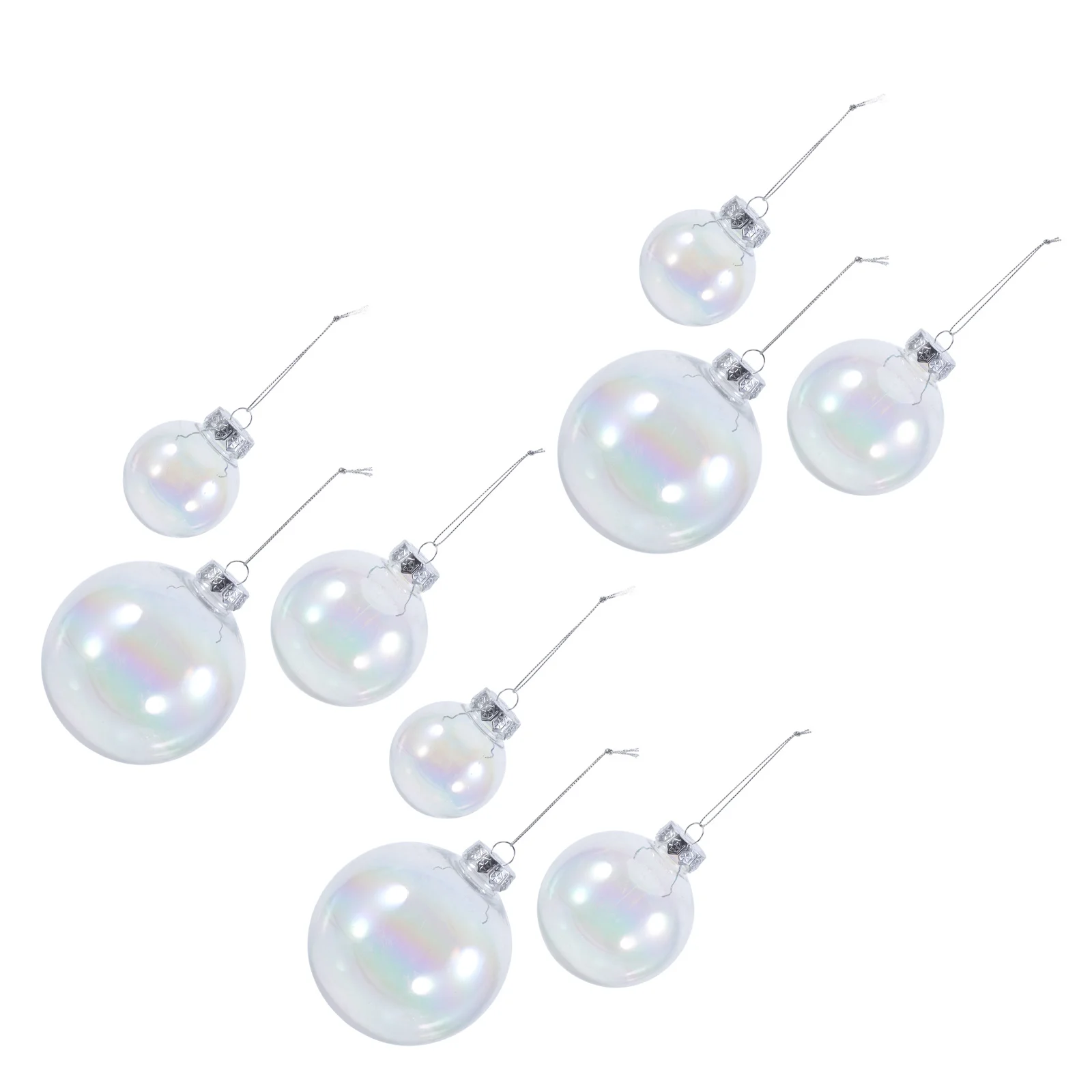 

9 Pcs Iridescent Plastic Balls Clear Fillable Baubles Household Office Craft Decoration Transparent Ornaments