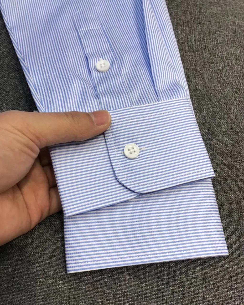 Men's Old Money Style Pure Business Stripe Egyptian Cotton High Count Two-Ply Long Sleeve Casual Shirt Breathable Top