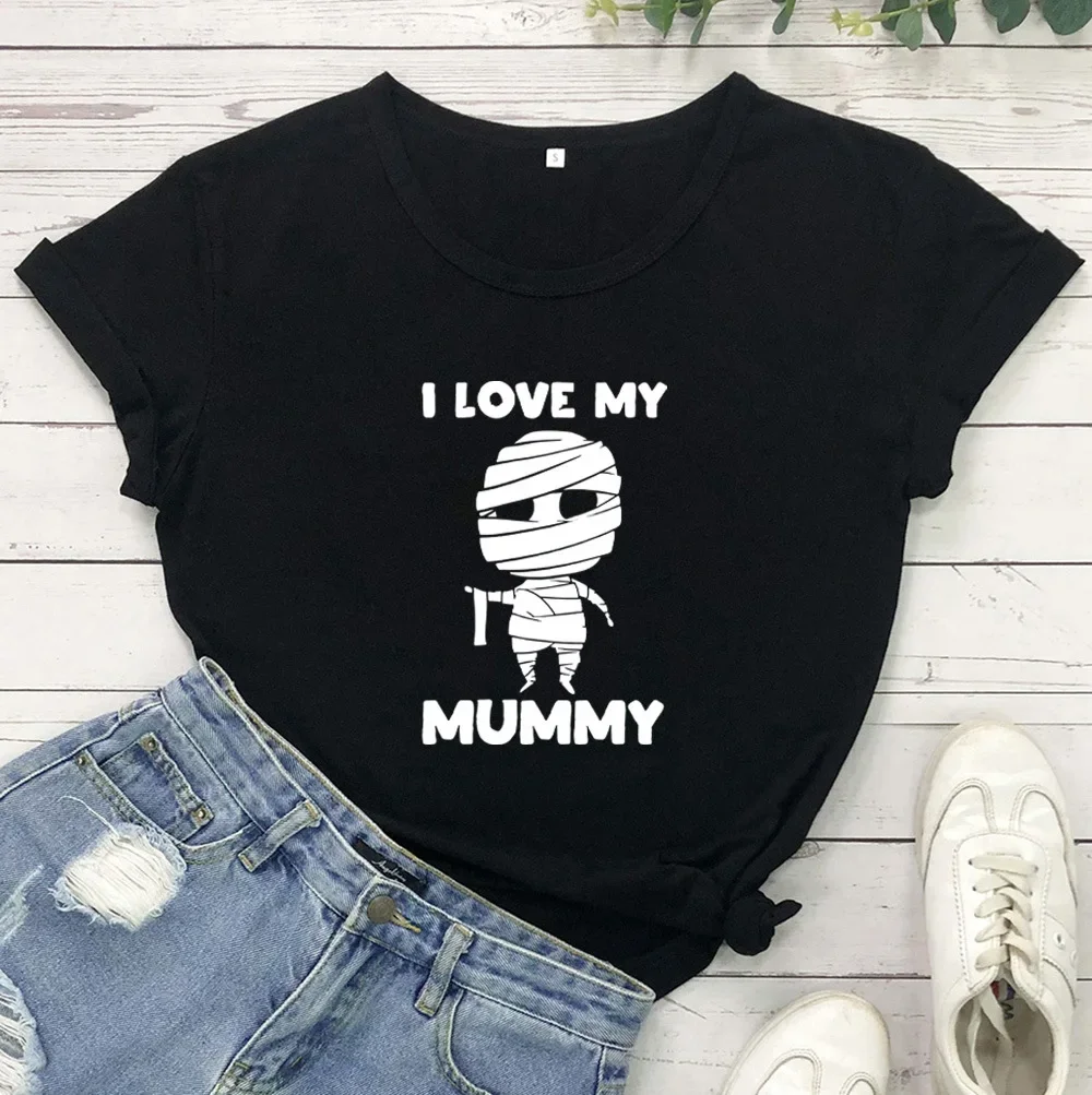 I LOVE MY MUMMY Print Women T Shirt Short SleeveHarajuku Graphic  Tops Streewear Clothes Causal Female Clothes Fashion Tee