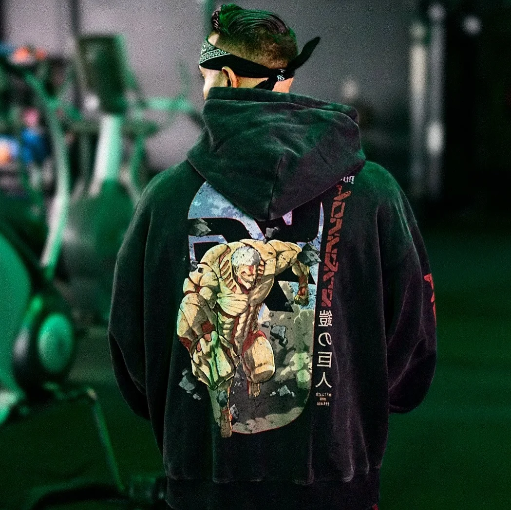 Sudaderas con capucha con gráficos de Attack on Titan para hombre, ropa de calle Grunge, camisetas Y2k, Sudadera con capucha de Anime de gran tamaño, ropa para gimnasio Harajuku para hombre