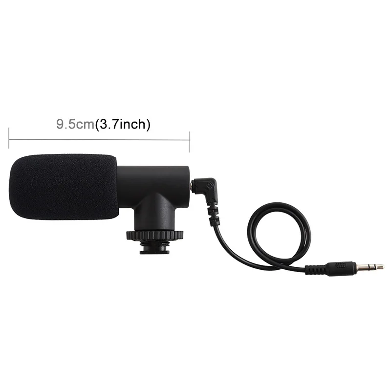 PULUZ mikrofon wawancara profesional, 3.5mm Mic Audio Stereo rekaman Vlog untuk ponsel pintar DSLR & DV Camcorder