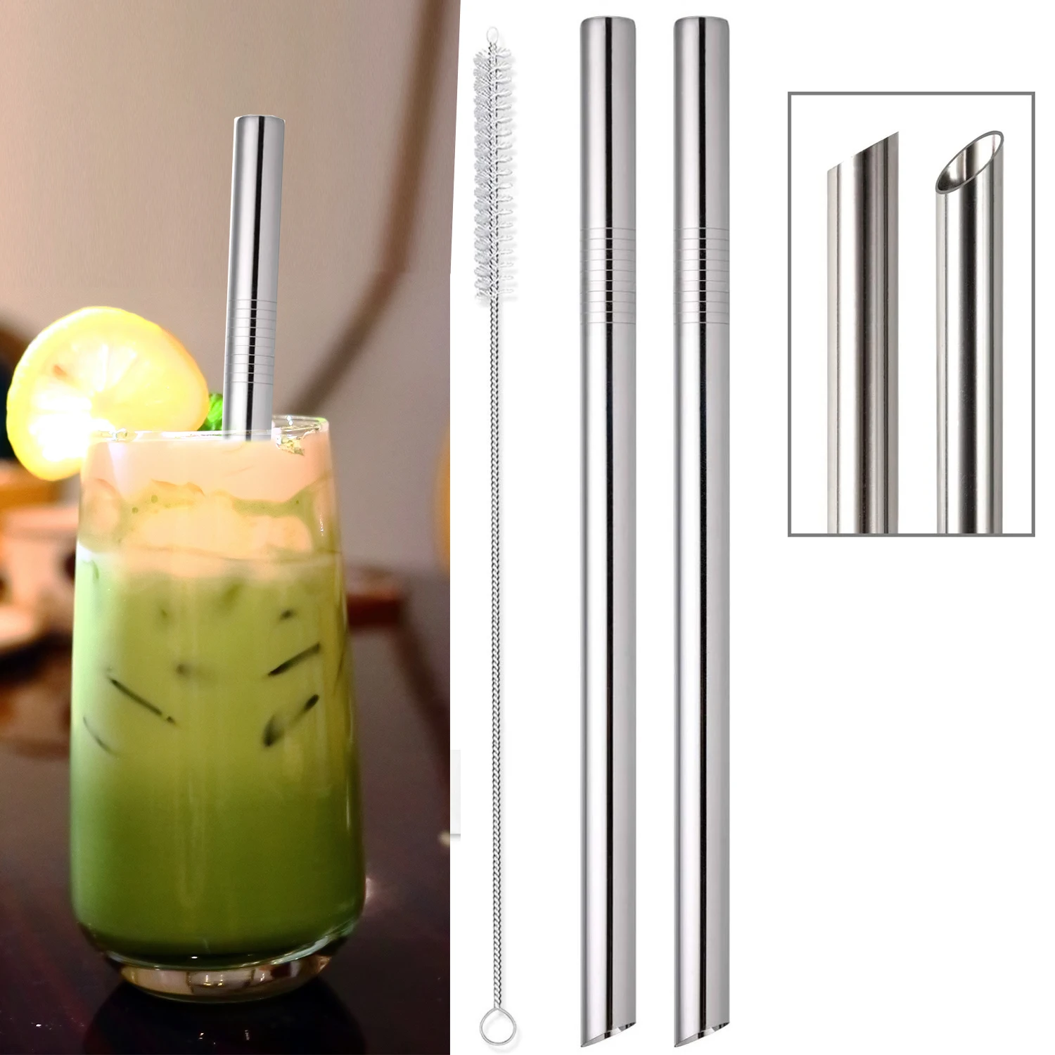 2 Pcs Jumbo Reusable Boba Straws, 0.5\