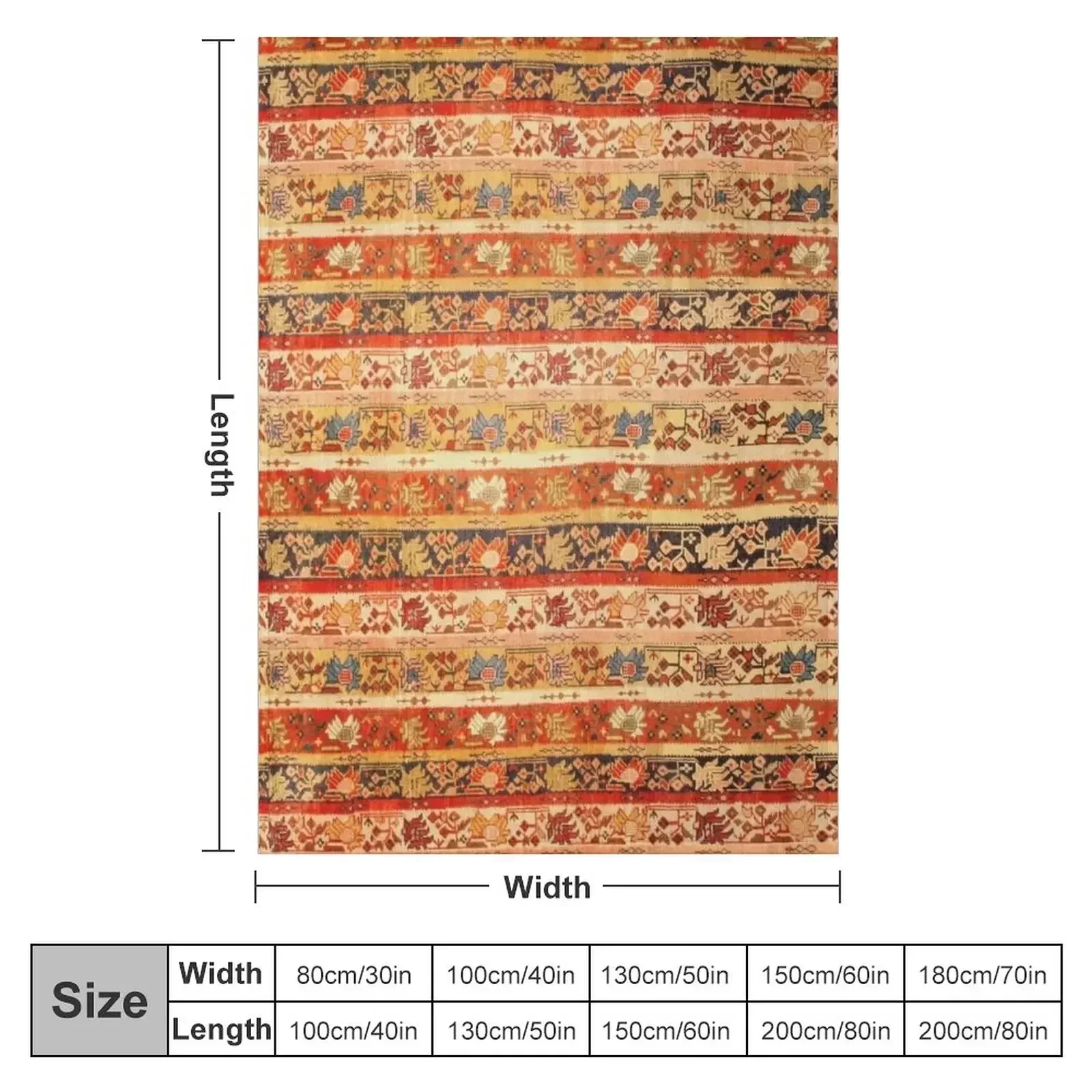 Antique Turkish Oushak Rug Print Throw Blanket couch cozy soft plush fuzzy picnic outdoor blanket