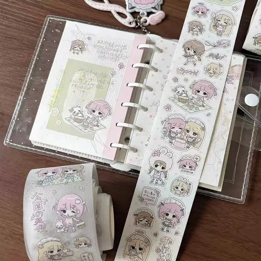 Kawaii Sticker Strip 50cm/100cm Hand Account Cutting Film Tape Cute Cute Girl Japanese Style Ancient Collage Japanese Sticker