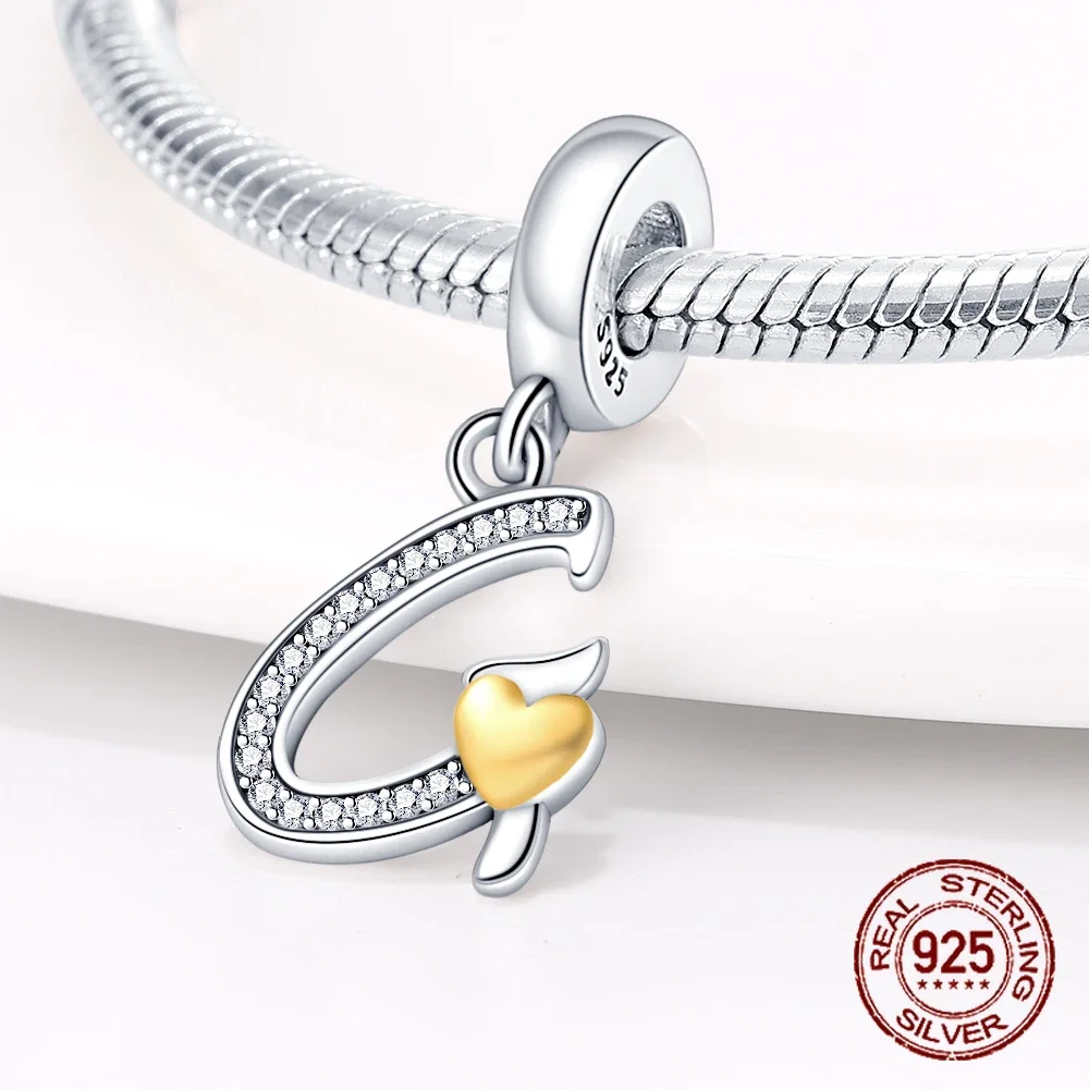 925 فضة رسالة مزيج حلية للنساء ، اسم الخرز ، يناسب أساور باندورا الأصلي ، صنع المجوهرات ، الأبجدية السحر