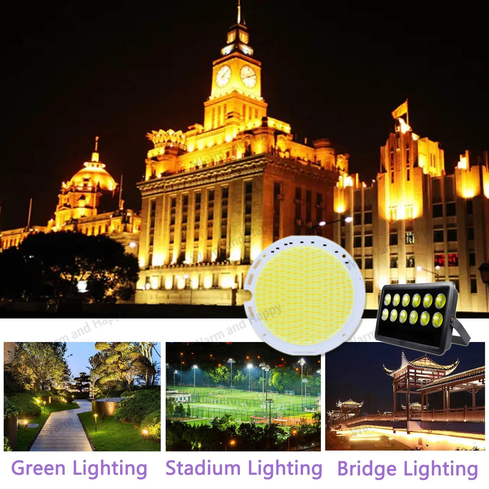 400W High Power DC36-39V LED COB Outdoor Projection Light green Light Stadium Light 2200K 10000K Dual Color Light Source Board