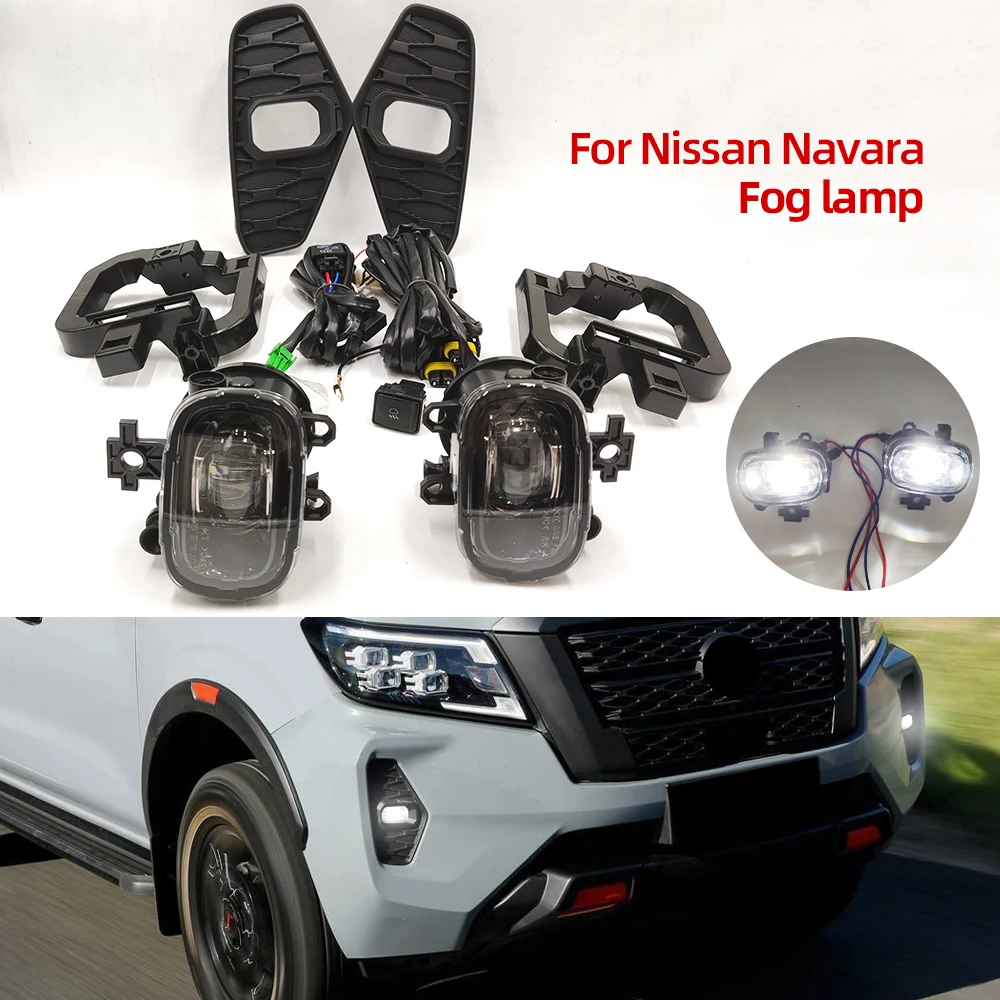 Fog Light Fog Lamp Cover Grill Harness Switch DRL For  NAVARA NP300 2020 2021 2022 Car LED Fog Lights